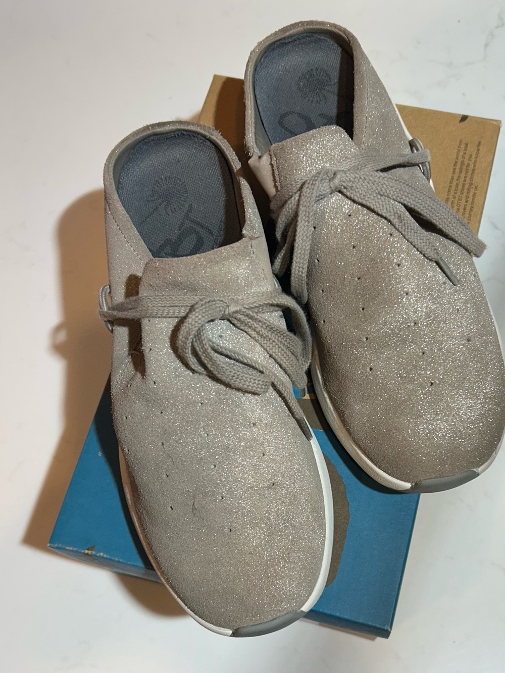 OTBT Sparkle Taupe Lace-Up Slip-On Clog